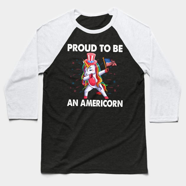 Proud To Be An Americorn 4th Of July Baseball T-Shirt by CoolTees
